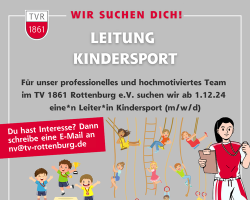 Wir suchen Dich! Leiter*in Kindersport (m/w/d)